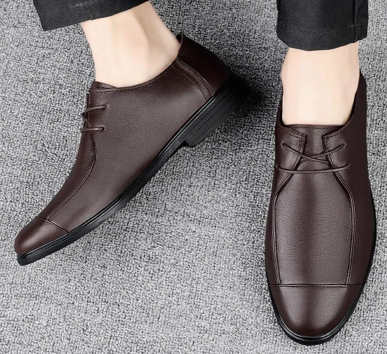 Men's Oxford Shoes Classic Leather Lace-Up Business & Wedding Dress Shoes
