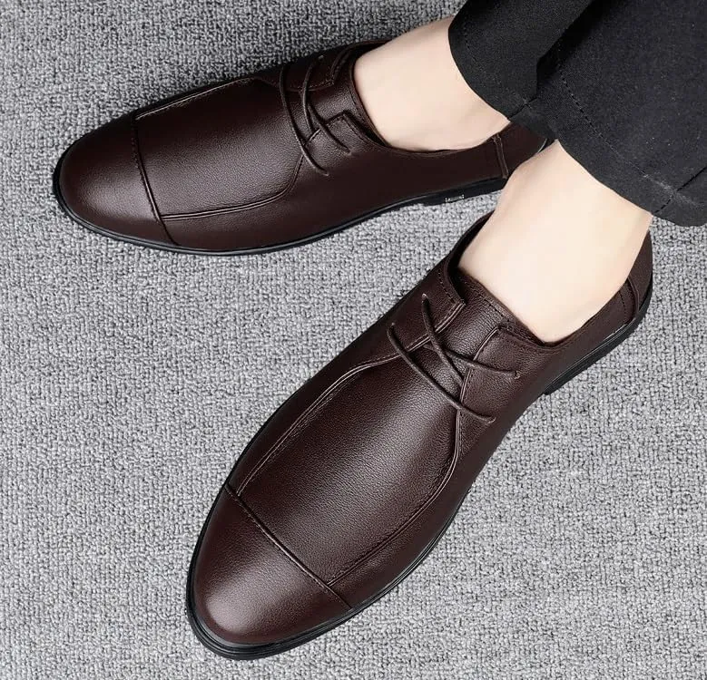 Men's Oxford Shoes Classic Leather Lace-Up Business & Wedding Dress Shoes
