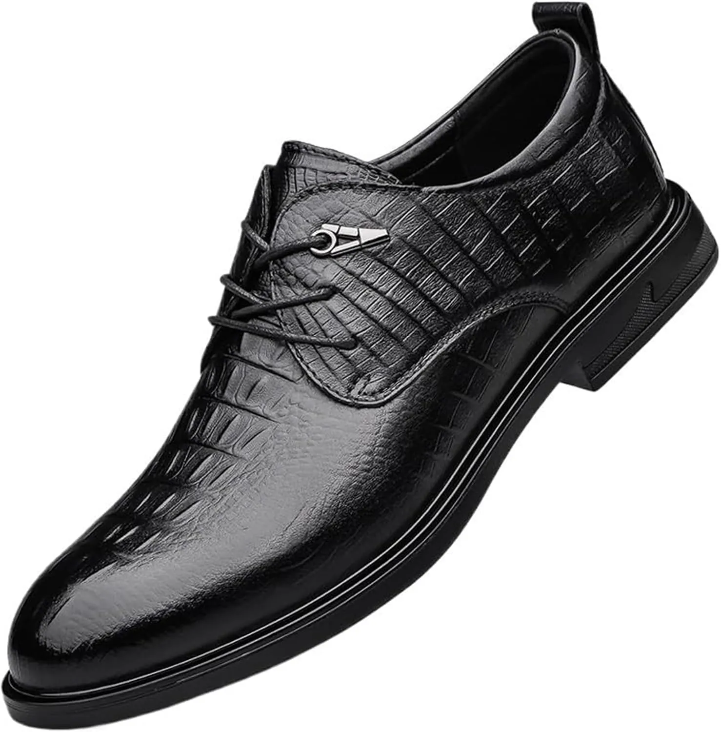 Men's Patent Leather Lace Up Chunky Shoes Comfort Dress Sneakers Men Fashion Business Casual Oxford Shoes Business Breathable Casual Tuxedo Leather Shoes