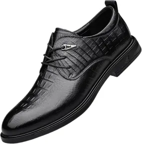 Men's Patent Leather Lace Up Chunky Shoes Comfort Dress Sneakers Men Fashion Business Casual Oxford Shoes Business Breathable Casual Tuxedo Leather Shoes