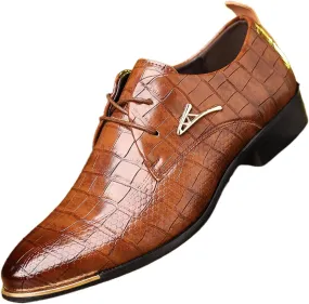 Men's PU Leather Oxford Shoes, Formal Dress Shoes for Wedding Party Office