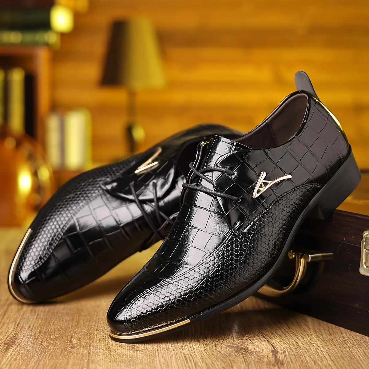Men's PU Leather Oxford Shoes, Formal Dress Shoes for Wedding Party Office