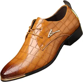 Men's PU Leather Oxford Shoes, Formal Dress Shoes for Wedding Party Office
