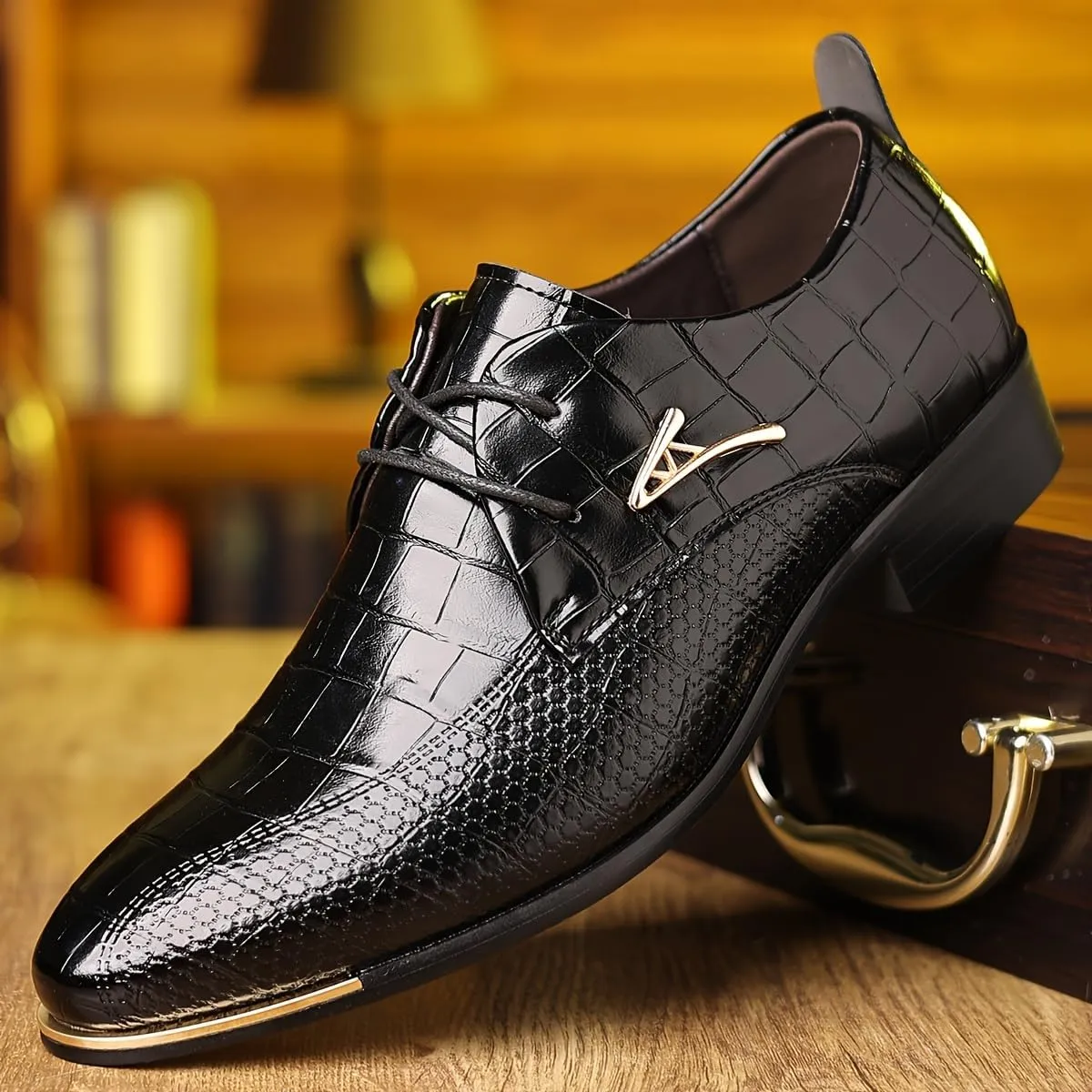 Men's PU Leather Oxford Shoes, Formal Dress Shoes for Wedding Party Office