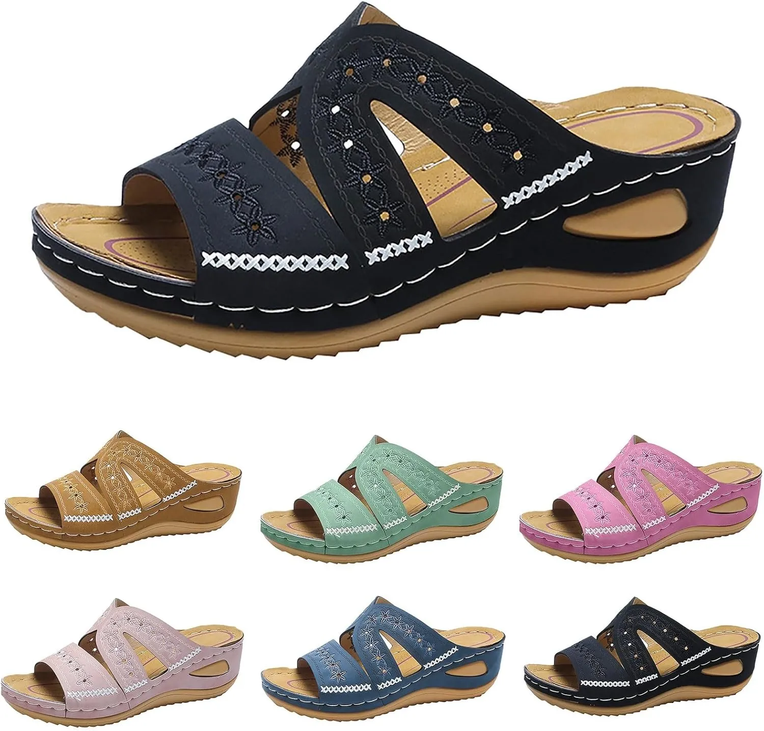 Orthopedic Sandals for Women Dressy Summer Comfortable Walking Sandals with Arch Support Platform Sandals Wedge Slides Shoes