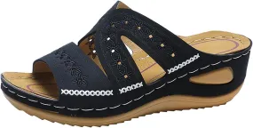 Orthopedic Sandals for Women Dressy Summer Comfortable Walking Sandals with Arch Support Platform Sandals Wedge Slides Shoes