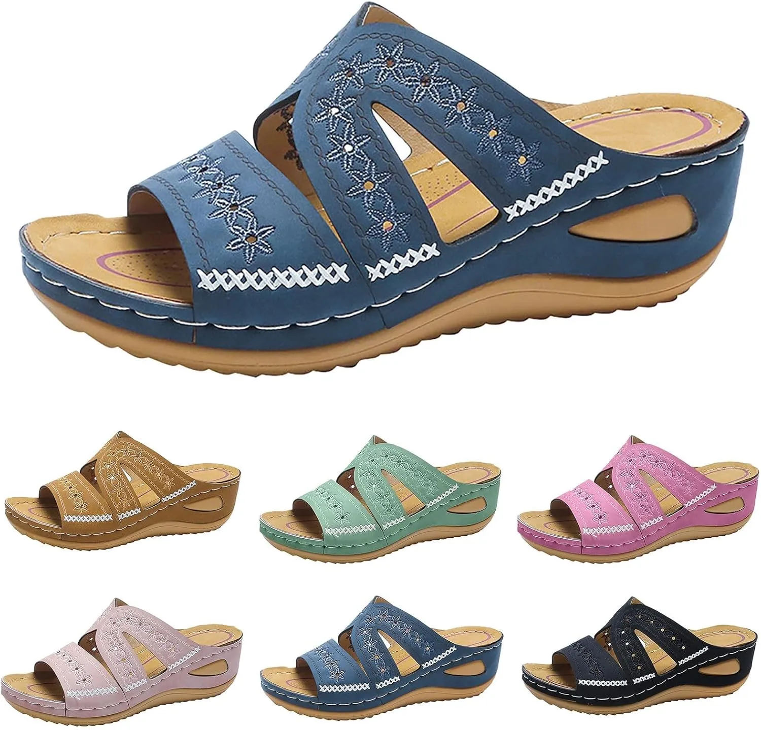 Orthopedic Sandals for Women Dressy Summer Comfortable Walking Sandals with Arch Support Platform Sandals Wedge Slides Shoes
