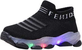 POLG Kids Sneakers for Boys Girls Running Tennis Shoes LED Light Luminous Lightweight Breathable Sport Athletic