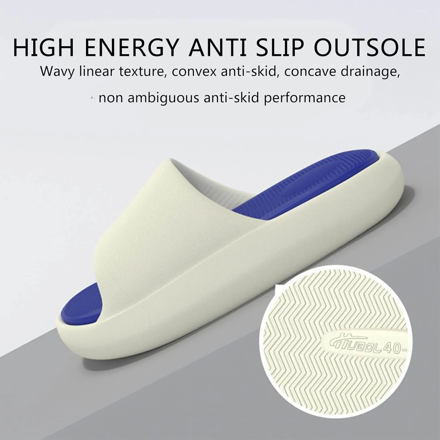 Roorsily Men's Breathable Open Toe Slippers Home Bathroom Slippers Soft Memory Foam Slippers Fashion Cloud Slippers