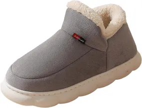 Slippers for Women Solid Color Slip On Home Shoes With Warm Plush Lining Fuzzy Slippers Indoor Warm House Shoes