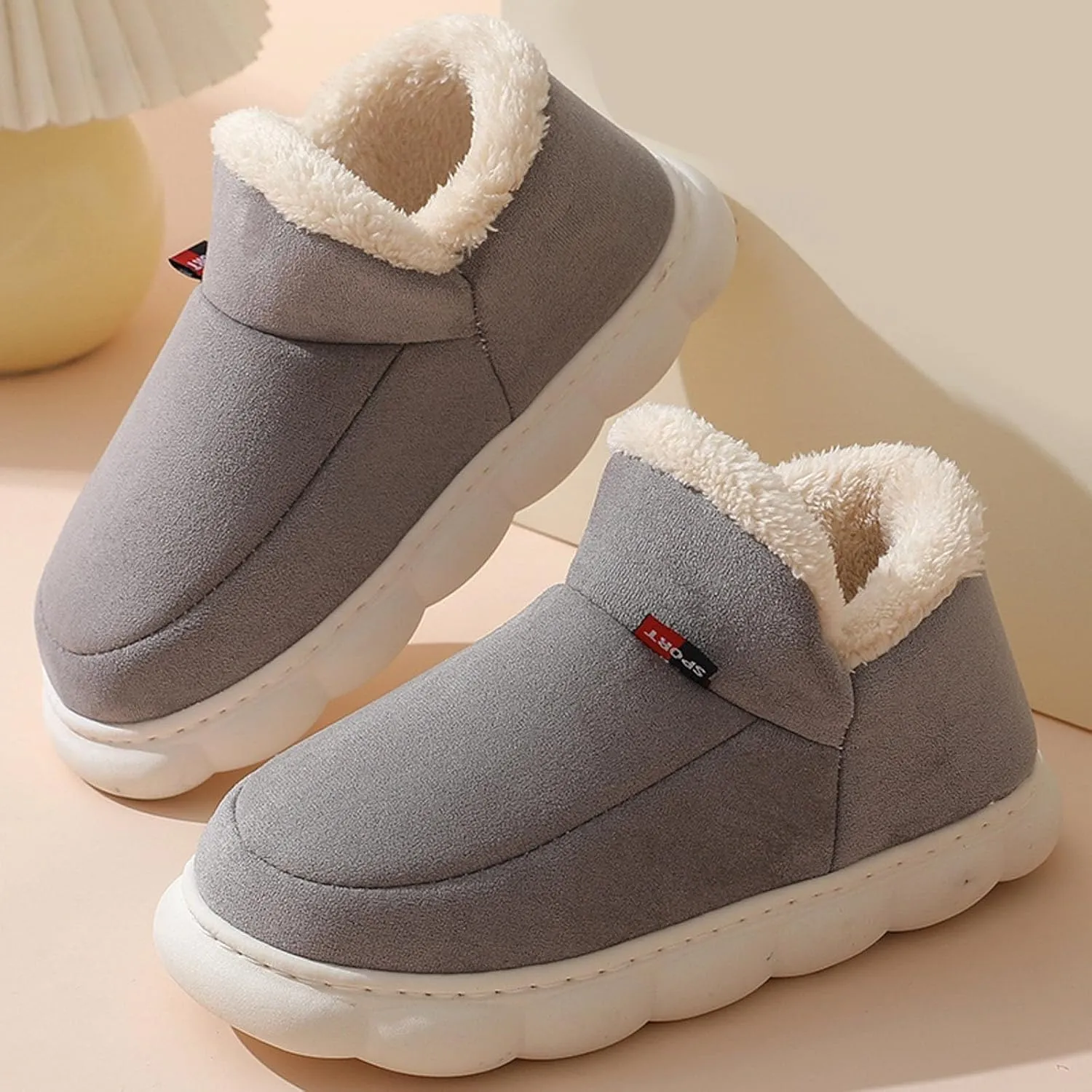 Slippers for Women Solid Color Slip On Home Shoes With Warm Plush Lining Fuzzy Slippers Indoor Warm House Shoes