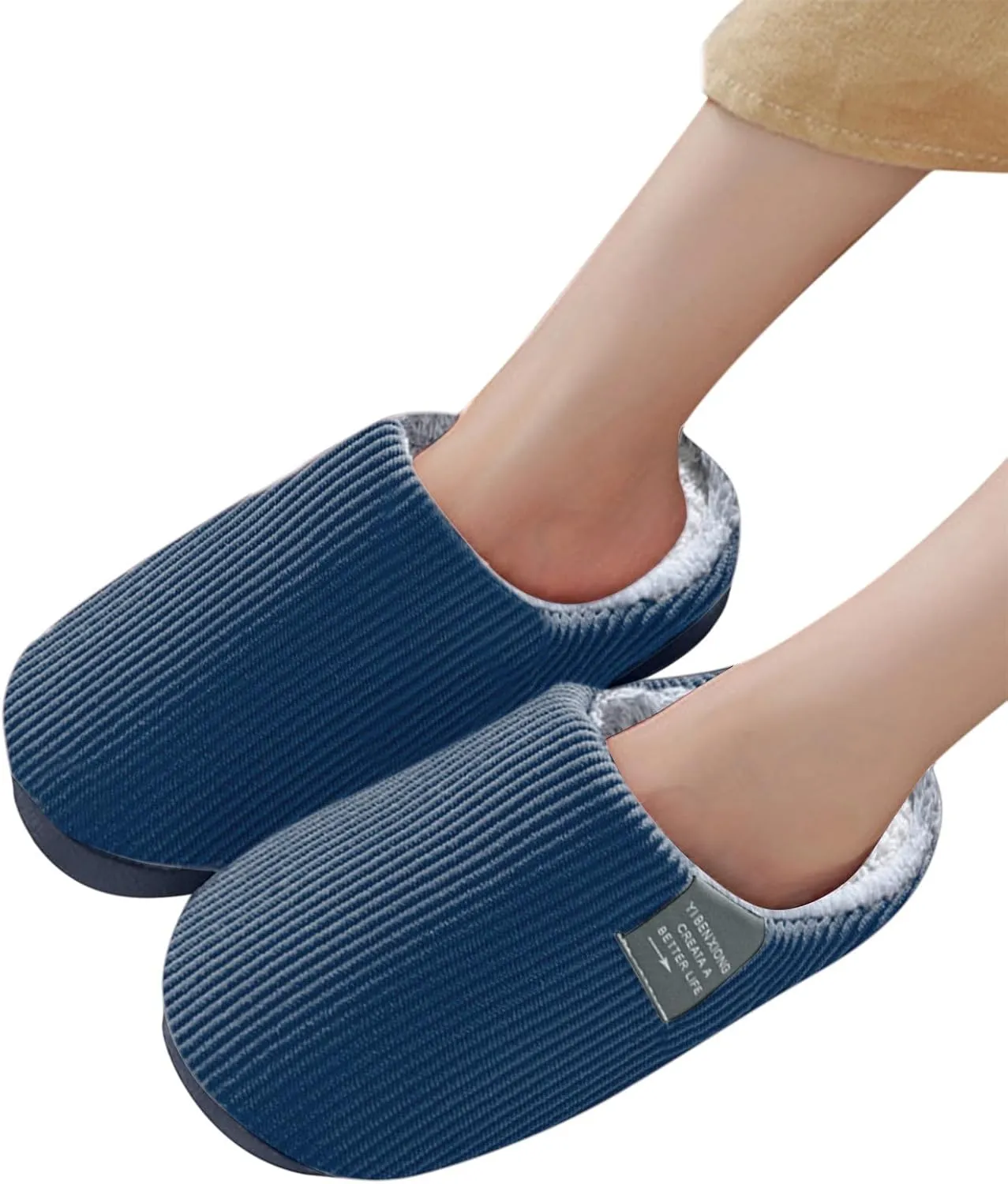 Soft Plush Slippers for Men Comfortable Memory Foam Slippers Fleece Lined Cotton Sock for Men Size 14