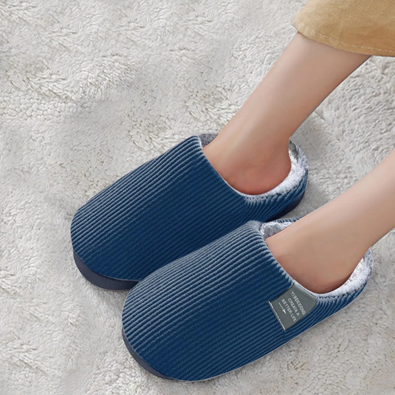 Soft Plush Slippers for Men Comfortable Memory Foam Slippers Fleece Lined Cotton Sock for Men Size 14