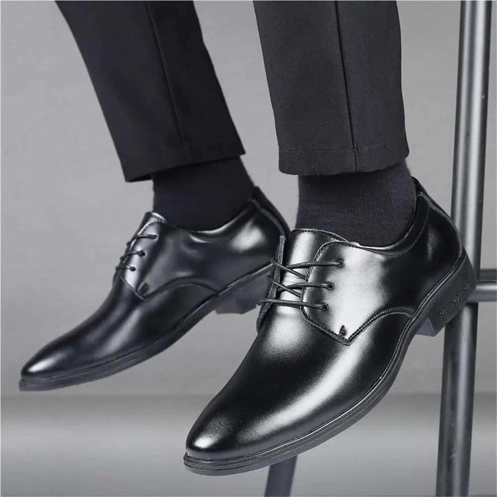 Stylish Retro Leather Dress Shoes for Men - Formal Business Oxford Wingtip Shoes
