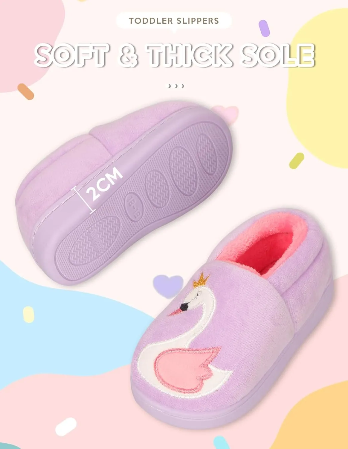 Toddler Slippers Boys Girls Little Kids House Slipper Cute Warm Soft Indoor Bedroom Shoes with Non-slip Sole
