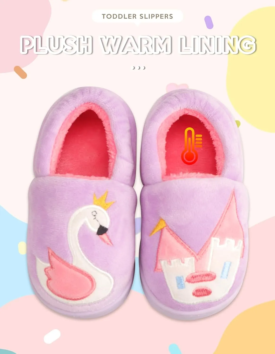 Toddler Slippers Boys Girls Little Kids House Slipper Cute Warm Soft Indoor Bedroom Shoes with Non-slip Sole