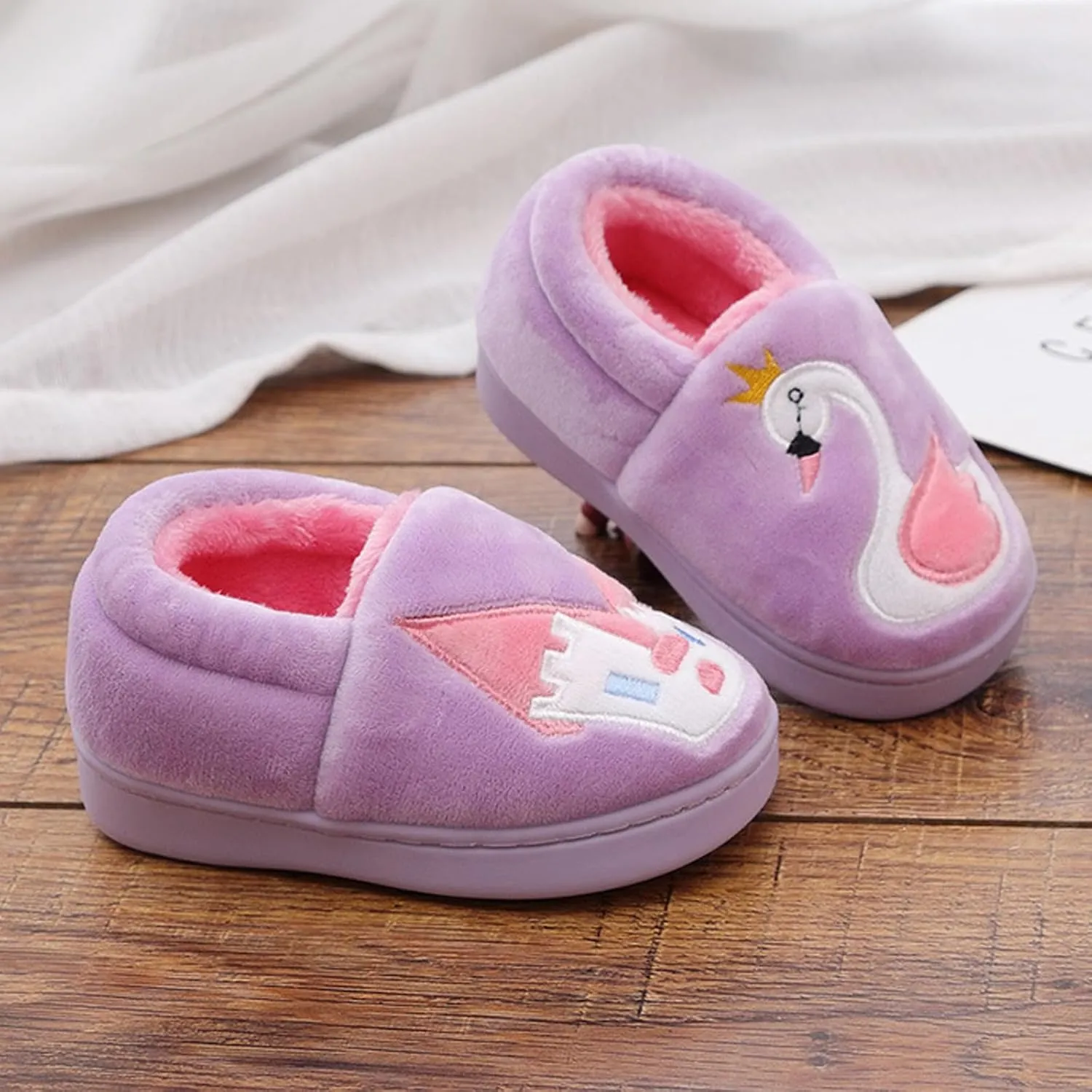 Toddler Slippers Boys Girls Little Kids House Slipper Cute Warm Soft Indoor Bedroom Shoes with Non-slip Sole