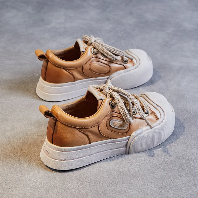 Women Leather Fashion Flat Casual Shoes