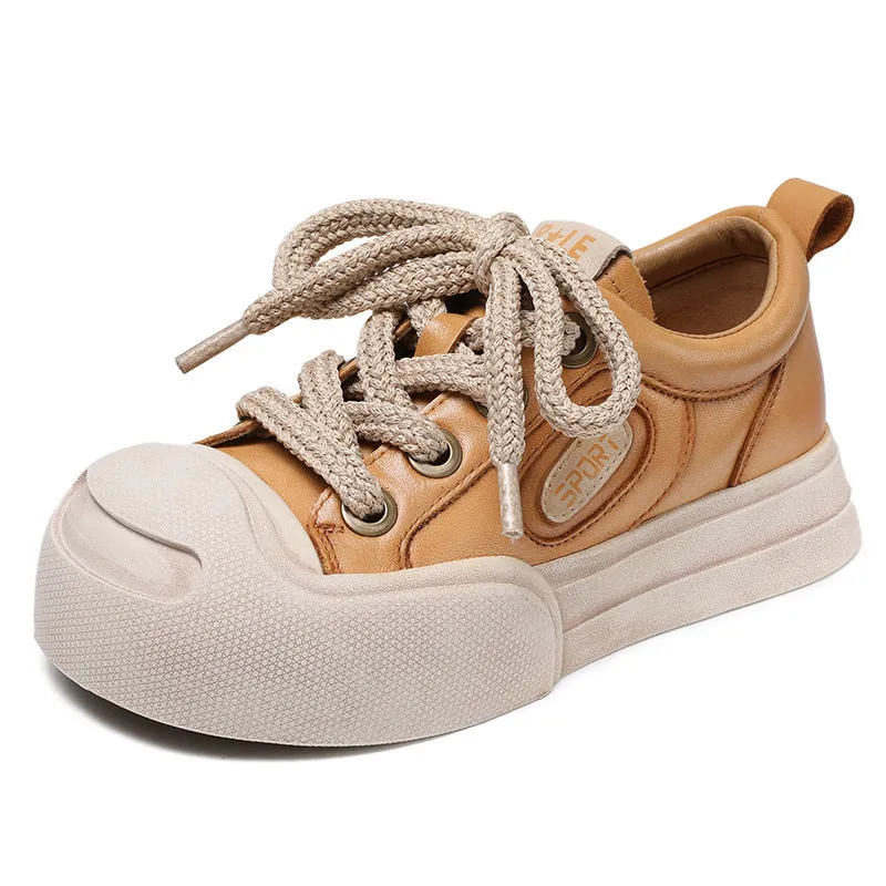 Women Leather Fashion Flat Casual Shoes