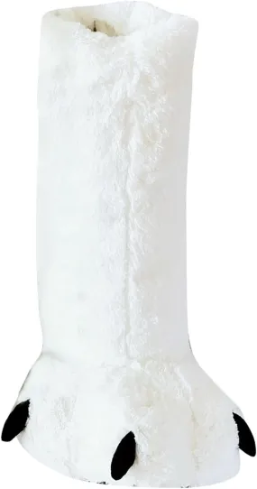 Women's Boot Slippers Ultra High Top Boot Plush Bear Slippers Indoor Floor Full Covered Womens Long Slipper Booties