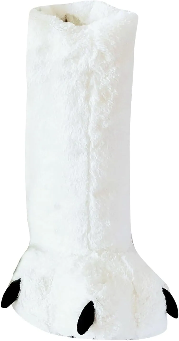 Women's Boot Slippers Ultra High Top Boot Plush Bear Slippers Indoor Floor Full Covered Womens Long Slipper Booties