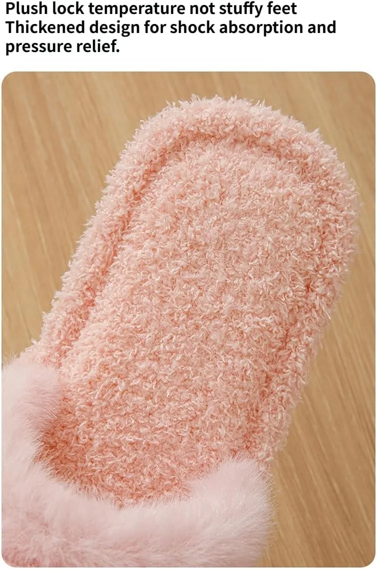 Women's Cartoon 3D Dolls Plush Fuzzy Slippers Open Toe Warm Indoor Cotton Non-slip Breathable Slippers
