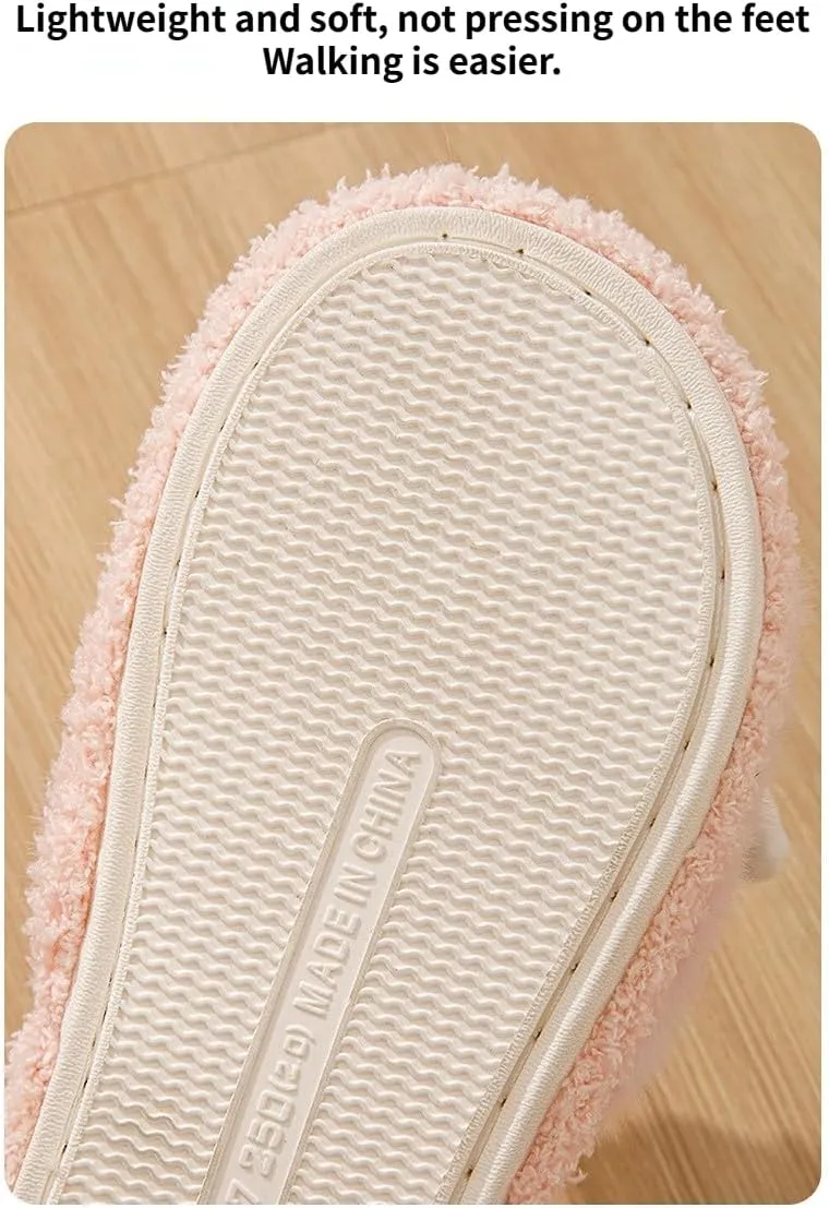 Women's Cartoon 3D Dolls Plush Fuzzy Slippers Open Toe Warm Indoor Cotton Non-slip Breathable Slippers