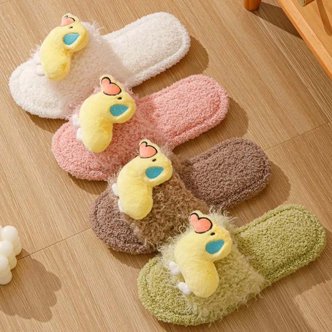 Women's Cartoon Slippers Fuzzy Fluffy Cute Warm House Shoes Non-slip Breathable Open Toe Indoor and Outdoor