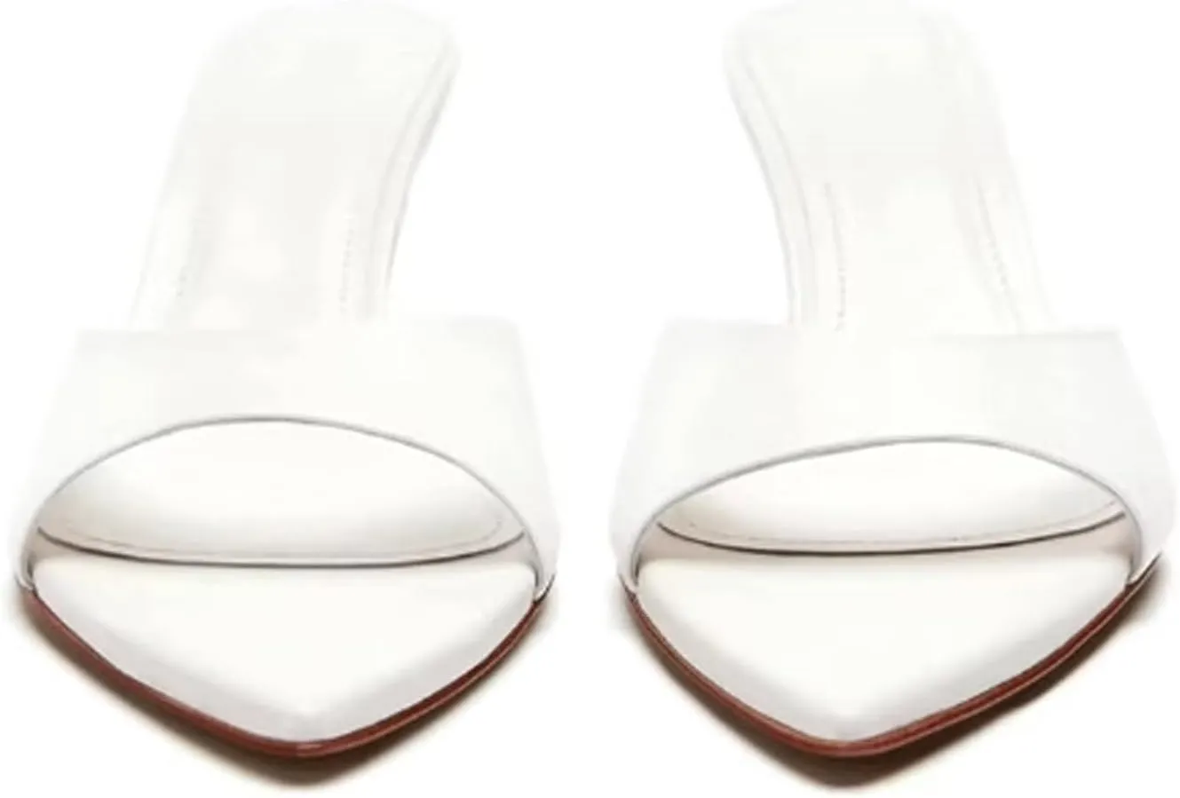 Women'S Pointed Open Toee Stiletto Mule Sandals Fashion Slip-On Slingback Office Party High Heel Slippers Sandals Elegant Wedding Prom Dress High Heel Mule Shoes