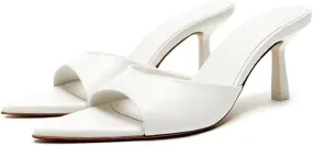 Women'S Pointed Open Toee Stiletto Mule Sandals Fashion Slip-On Slingback Office Party High Heel Slippers Sandals Elegant Wedding Prom Dress High Heel Mule Shoes