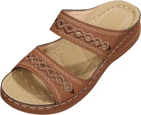 ZSpzx Wedge Sandals For Women 2025,Women's Slide Sandals,Arch Support Flip Flops Thong Slippers Comfortable Summer Dressy Casual Sandals Orthopedic Walking Beach Shoes Slip On Hollow Out Slippers